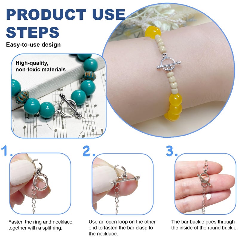 Heather's CF Silver Toggle Clasps for Jewelry Making Kit Necklace Clasp Small Jewelry Clasp Necklace Clasps and Closures Multiple Bracelet Clasps and Closures Bulk Jewelry Clasps 130 Sets - Image 3